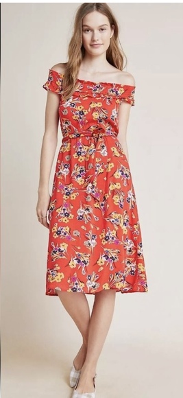 Conversations by Anthropologie Red Floral Midi Dress - Picture 2 of 4